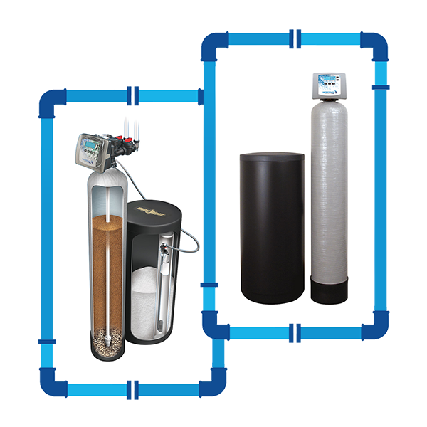 Water Right softener cutaway and Water Right softener unit